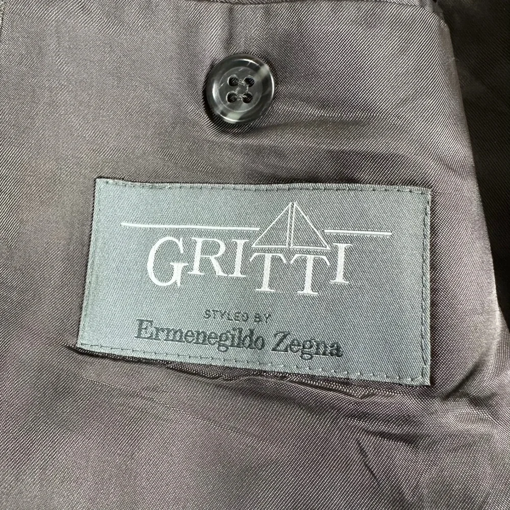 Gritti Ermenegildo Zegna Mens 56R Wool‎ Pinstripe 3-Button Blazer Brown